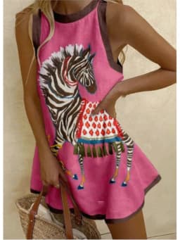 Vestidos Para Mujer Women's Printed Summer Dress Sleeveless Casual Tank Top O-Neck Beach Dresses Female High Quality Clothing