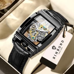 BINBOND Luxury Quartz Wristwatches For Men Luminous Waterproof Hollow-Out Men's Watch Business Sport Fashion Casual Reloj
