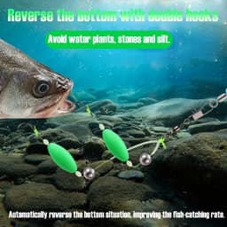 TAKBAS 5Packs Reverse Off-Bottom Double Hook Rig Set: Ideal for European Carp Fishing, Bypass Weeds, Stones & Silt