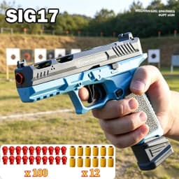 SIG17 Shell Ejecting Soft Bullet Gun, Mechanical Toy Empty Hanging Pistol Outdoor Shooting Game Educational Model Toy for Adult