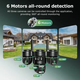 INQMEGA 4-lens Four-Screen AOV Outdoor Surveillance Camera 4G Security Cctv With APP Control 3-PTZ lens online all the time