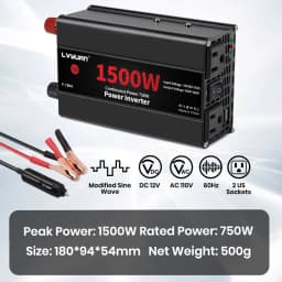Car Power Inverter 1500W 2000W 2600W 6000W DC 12V To AC 120V Transformer with Dual Socket Charge,2×3.1A USB Port.