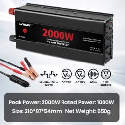 Car Power Inverter 1500W 2000W 2600W 6000W DC 12V To AC 120V Transformer with Dual Socket Charge,2×3.1A USB Port.