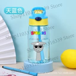 480ml Sprunki Straw Plastic Cup Woman Man Travel Cup Water Bottle Portable Cartoon Water Bottle Fashion Sports Drinking Bottle