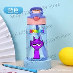 480ml Sprunki Straw Plastic Cup Woman Man Travel Cup Water Bottle Portable Cartoon Water Bottle Fashion Sports Drinking Bottle