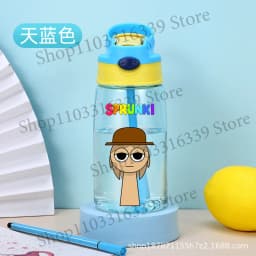 480ml Sprunki Straw Plastic Cup Woman Man Travel Cup Water Bottle Portable Cartoon Water Bottle Fashion Sports Drinking Bottle