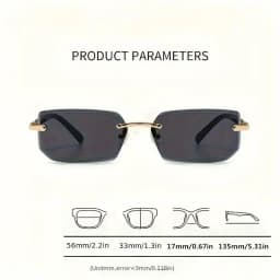 Rimless Sunglasses Rectangle Fashion Popular Women Men Shades Small Square Sun Glasses For Female Male Summer Traveling Oculos