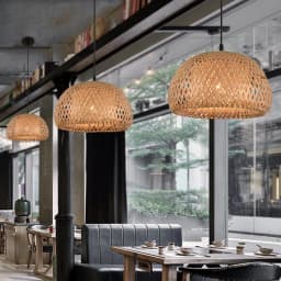Bamboo Lantern Pendant Lamp Natural Rattan Wicker E27 LED Chandeliers Hand-Woven Lampshades Lighting Fixture Hanging Light
