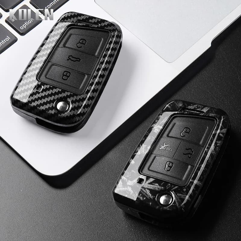 3 4 Buttons Carbon Fiber Car Key Case Cover For VW Volkswagen Golf 7 Tiguan MK2 For SEAT Ateca Leon FR 2 Ibiza For Skoda Octavia