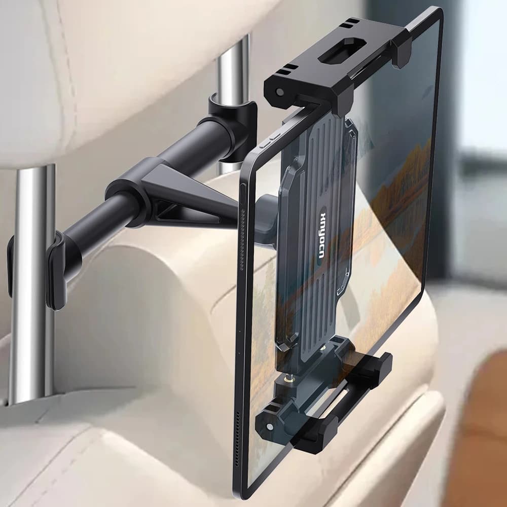 Universal Car Back Seat Tablet Holder for Headrest, Adjustable 4-13 Inch Mount Stand, Stable for Kids Entertainment Long Trips