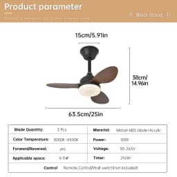 Ceiling Fan With Light, 25 Inch/42 Inch/52 Inch Low Profile Ceiling Fan With Remote Control, For Indoor and Covered Outdoor