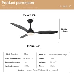 Ceiling Fan With Light, 25 Inch/42 Inch/52 Inch Low Profile Ceiling Fan With Remote Control, For Indoor and Covered Outdoor