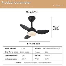 Ceiling Fan With Light, 25 Inch/42 Inch/52 Inch Low Profile Ceiling Fan With Remote Control, For Indoor and Covered Outdoor