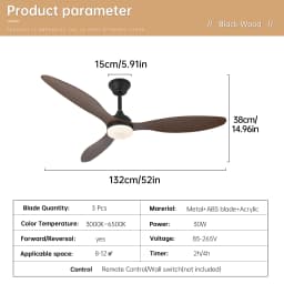 Ceiling Fan With Light, 25 Inch/42 Inch/52 Inch Low Profile Ceiling Fan With Remote Control, For Indoor and Covered Outdoor