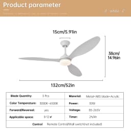 Ceiling Fan With Light, 25 Inch/42 Inch/52 Inch Low Profile Ceiling Fan With Remote Control, For Indoor and Covered Outdoor