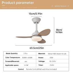 Ceiling Fan With Light, 25 Inch/42 Inch/52 Inch Low Profile Ceiling Fan With Remote Control, For Indoor and Covered Outdoor