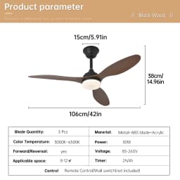 Ceiling Fan With Light, 25 Inch/42 Inch/52 Inch Low Profile Ceiling Fan With Remote Control, For Indoor and Covered Outdoor
