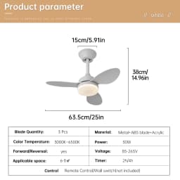 Ceiling Fan With Light, 25 Inch/42 Inch/52 Inch Low Profile Ceiling Fan With Remote Control, For Indoor and Covered Outdoor