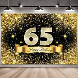 Golden Black Birthday Party Background, 18-40-50-60-Year-Old Photography Background, Photo Booth Logo, Poster Background Banner