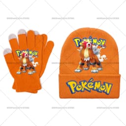 Pika Chu Knitted Hat Gloves Set Anime Pok É Mon Girl Boy Cute Cap Fashion Rayquaza Glove Child Winter Warm Accessories Gift