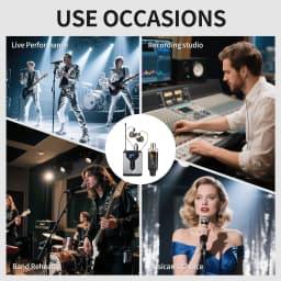 Depusheng Wireless In-Ear Monitor System Portable and Rechargeable Transmitter and Receiver for Stage Performance