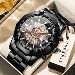 BINBOND Luxury Hollow-Out Quartz Wristwatch For Men Luminous Waterproof Men's Watch Business Sport Fashion Reloj Hommes
