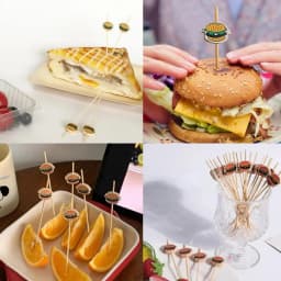 100PCS Hamburger Toothpicks Cocktail Picks Sticks Sandwiches Appetizers Cakes Dessert Drinks Fruit for Party Decoration Tools