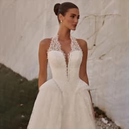 Luxury Lace Wedding Dresses for Women Halter Deep V Neck Sleeveless Ball Gown Floor Length Elegant Bridal Gowns Customized