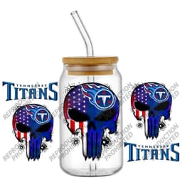 High Quality 3D Skull Sports Team Decal UV DTF Cup Wrap for 16oz Libbey Glasses Can DIY Mug Transfer Stickers