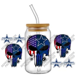 High Quality 3D Skull Sports Team Decal UV DTF Cup Wrap for 16oz Libbey Glasses Can DIY Mug Transfer Stickers