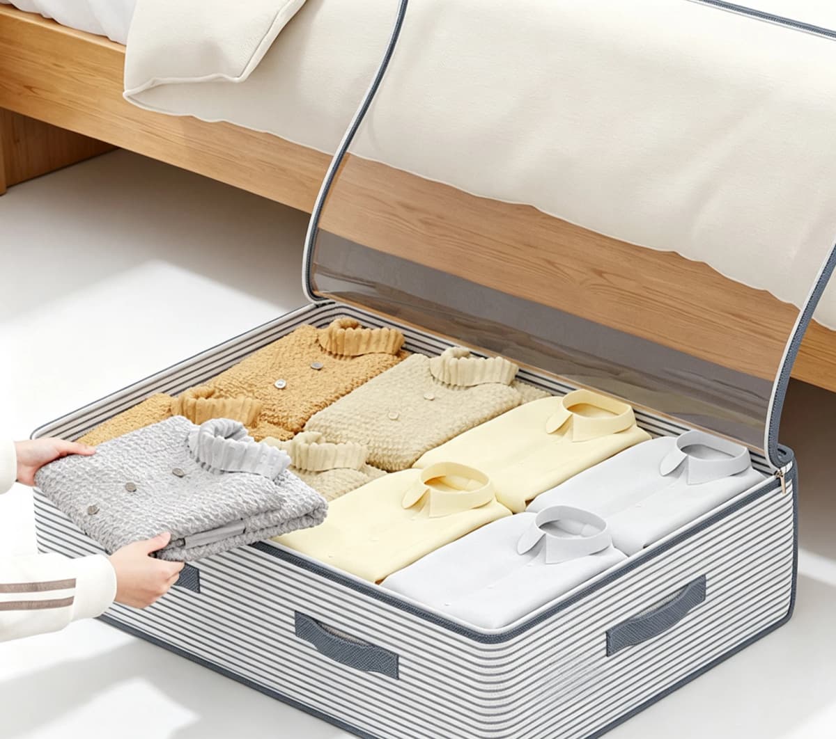1pc Under-bed Storage Bag for Clothes / Large Capacity Dust-proof Storage Bag