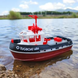 JIKEFUN 686 Rc Boat 2.4G 1/72 Powerful Dual Motor Long Range Wireless Electric Remote Control Tugboat Model Toys Birthday Gifts