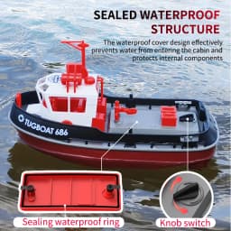 JIKEFUN 686 Rc Boat 2.4G 1/72 Powerful Dual Motor Long Range Wireless Electric Remote Control Tugboat Model Toys Birthday Gifts