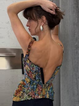 Elegant Women's Floral Printed Fishbone Corset Waist Cinching Sleeveless Strapless Tops 2026 Summer Lady Party Vacation Top