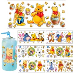 30 Style Watercolor Winnie family UV DTF UVDTF transfer 16oz cup wraps Sticker