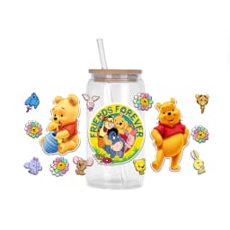 30 Style Watercolor Winnie family UV DTF UVDTF transfer 16oz cup wraps Sticker