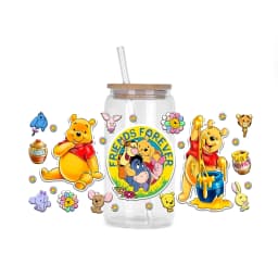 30 Style Watercolor Winnie family UV DTF UVDTF transfer 16oz cup wraps Sticker