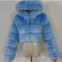 Quality Furry Cropped Faux Fur Coats And Jacket Women Short Fluffy Tops Coat With Hooded Winter Fur Jackets Ladies Cardigan 2740