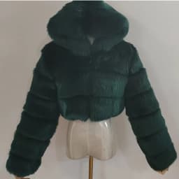 Quality Furry Cropped Faux Fur Coats And Jacket Women Short Fluffy Tops Coat With Hooded Winter Fur Jackets Ladies Cardigan 2740
