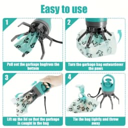 Portable Dog Pooper Scooper, Pet Waste Pick-up, Outdoor Cleaner, Built-in Garbage Bag, Handheld Pet Poop Grabber,No Touch Design