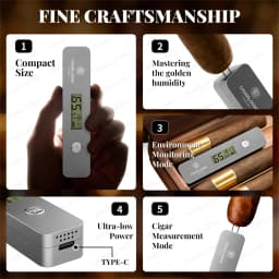 CIGARLOONG Digital Cigar Humidity Meter Portable Humidometer Electric Humidor Tester Guage Hygrometer Needle LCD Display CX-25IT