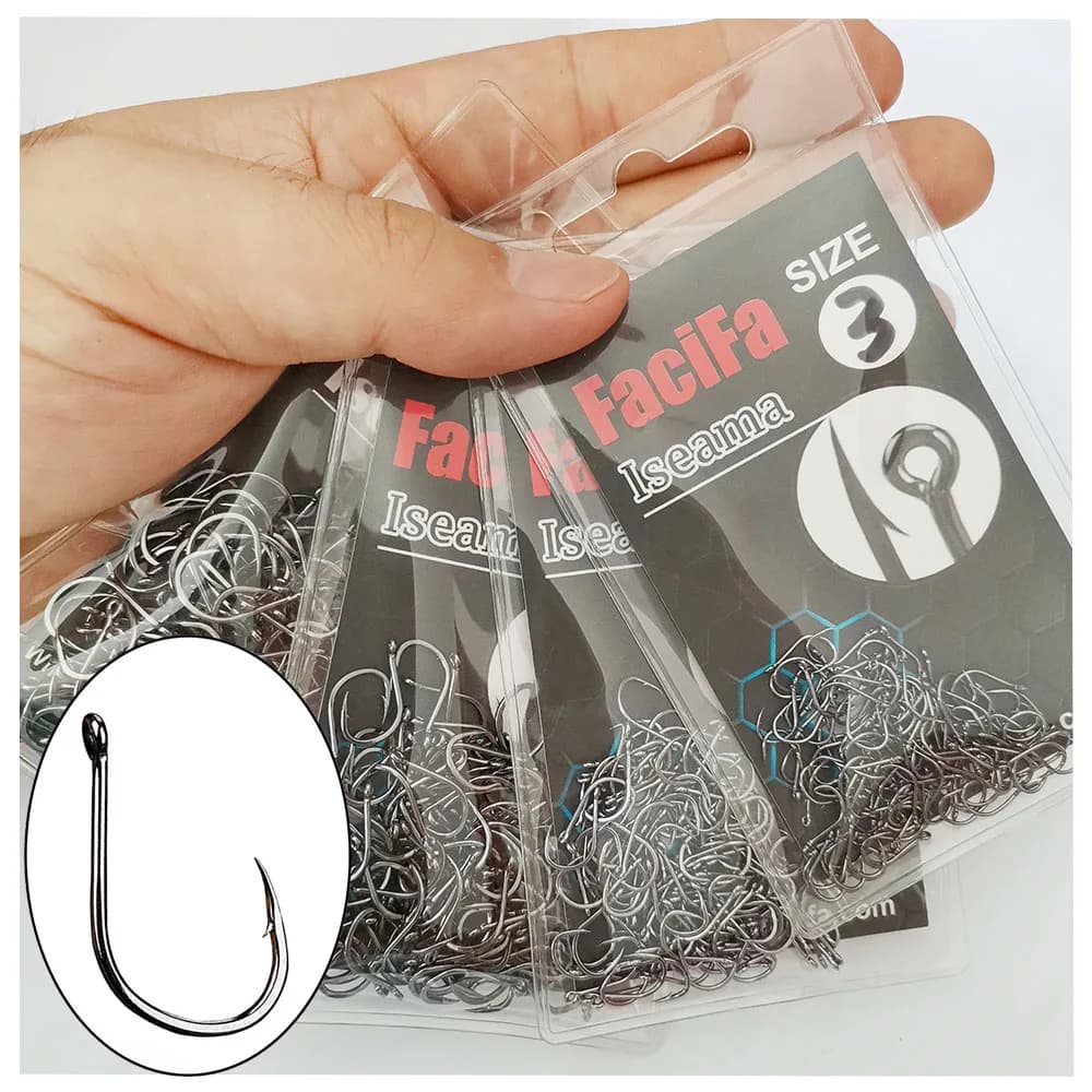 100/50/25 pcs Iseama Carp Fishing Hook Offset Circle Hook Single Fly Fishing Jig Hook Barbed Sea Fishhook Tackle Accessories