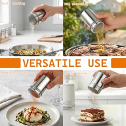 Stainless Steel Spice Jar Storage with Lid Barbecue Salt Sugar Bottle Shaker With Handle Pepper Seasoning Can Seasoning Bottle
