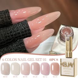 XEIJAYI 6Pcs 15ML Jelly Ice Transparent Nude Green Blue Green And Colorful And Pure Gel Nail Polish Set Peelable UV LED Gel Poli
