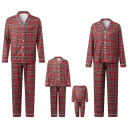 Family Christmas Pajamas Matching Sets Adult And Kids Xmas Red Plaid Button Shirts Tops+Pants Baby Romper Loungewear Pyjamas