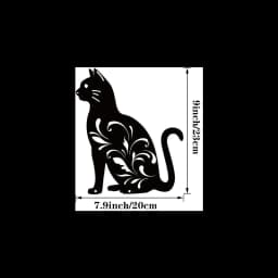 Cat Silhouette Metal Art, Black White Iron Wall Decor for Indoor Outdoor, Rust-Proof Waterproof Bedroom Bathroom