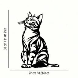 Cat Silhouette Metal Art, Black White Iron Wall Decor for Indoor Outdoor, Rust-Proof Waterproof Bedroom Bathroom