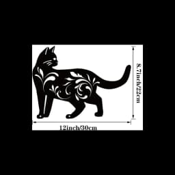 Cat Silhouette Metal Art, Black White Iron Wall Decor for Indoor Outdoor, Rust-Proof Waterproof Bedroom Bathroom