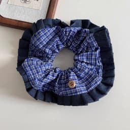 Korean Vintage Denim Blue Square Scrunchie For Women Girls Sweet Hair Tie Elastic Hair Band Hair Ring Fashion Hair Accessories