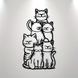 WhimsyCat Metal Minimalist Cat Silhouette Wall Art - 1pc Hanging Decor for Cat Lovers- No-Electricity Outdoor Festive Decoration